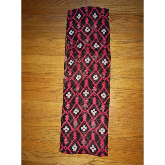 Vintage Black & Pink Southwest Motif Infinity Scarf semi sheer head wrap - Picture 9 of 14
